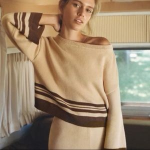 ANTHROPOLOGIE BEIGE Saturday Knit Wide Leg Pants S